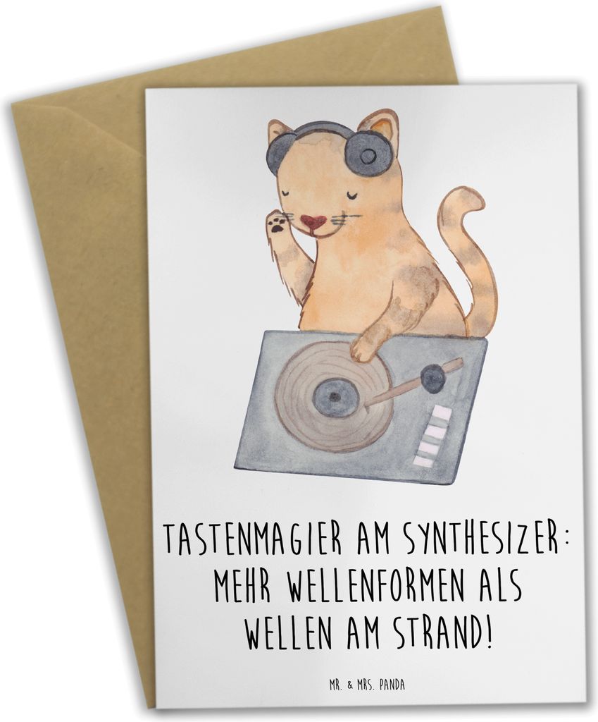 Mr. & Mrs. Panda Klappkarte Synthesizer Magie - Weiß - Geschenk, elektronisches Musikinstrument, osterkarten, Klänge, hochzeitskarten, Wellenform...