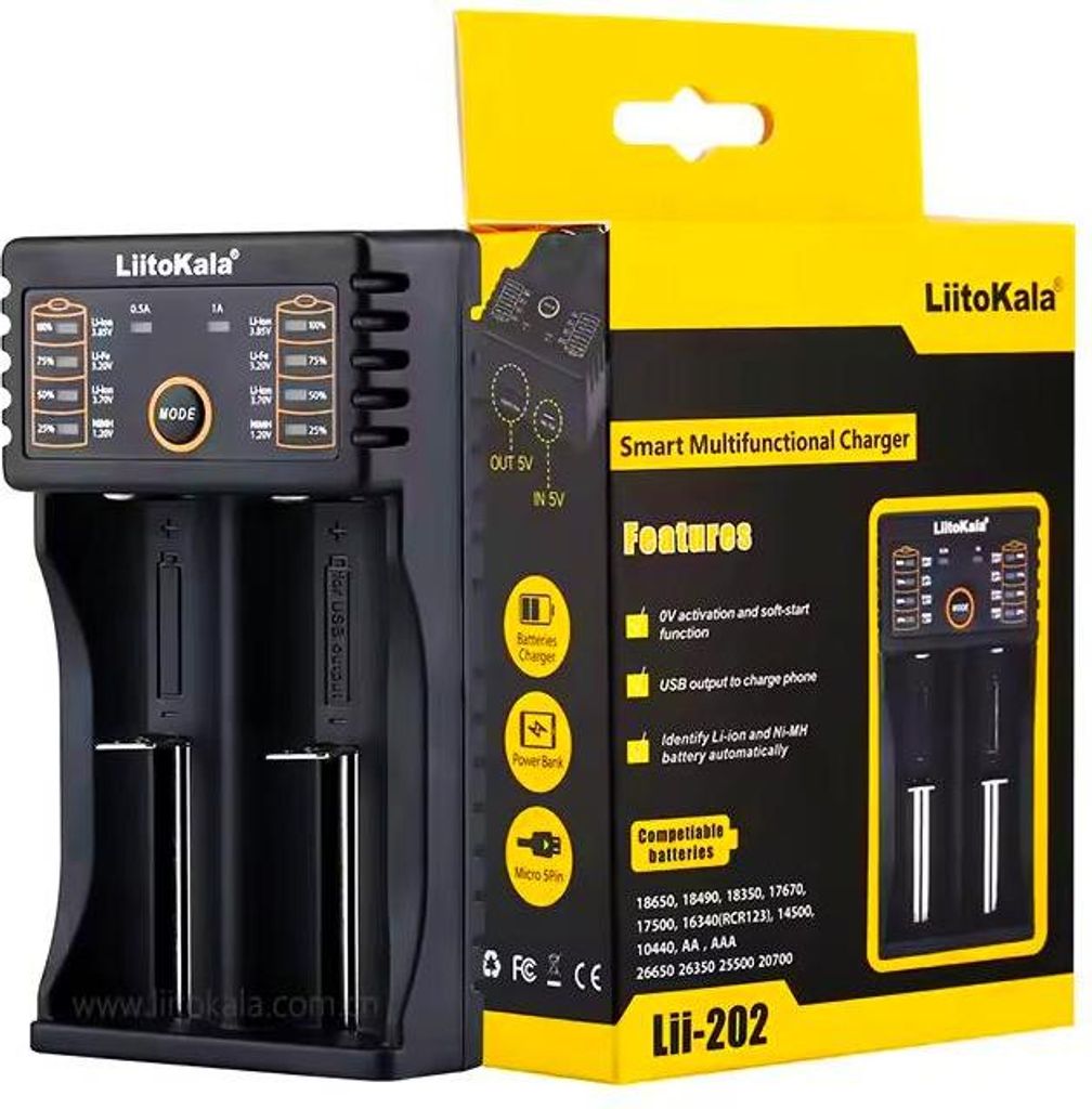 LiitoKala Lii-202 Caricabatterie universale per batterie Immagine del prodotto 