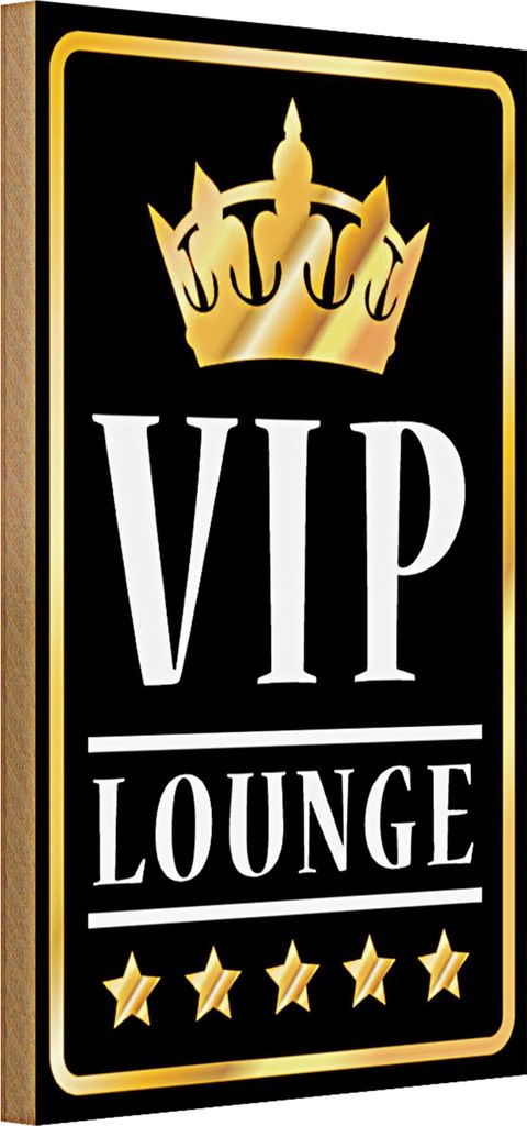 Holzschild VIP Lounge 20x30cm 5 Sterne Bar Krone
