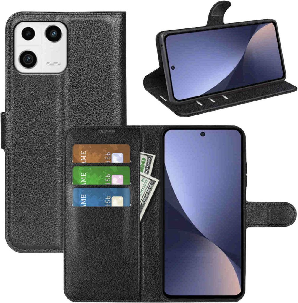 Für Xiaomi 13 Handy Tasche Schwarz Etui Kunst-Leder Hülle Produktbild 