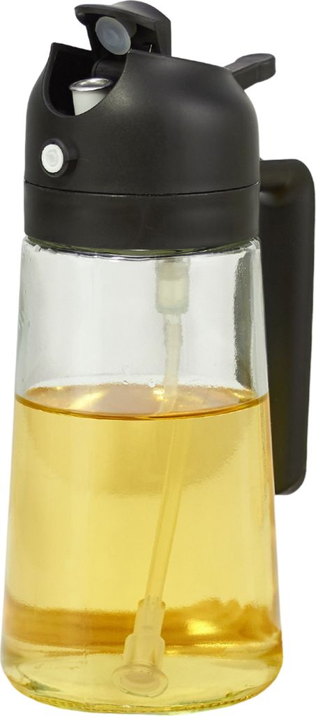 Ölsprühflasche, 2-in-1-Ölspender und -sprüher aus Glas, 500 ml, effiziente Ölkontrolle, Kochen, multifunktionales Küchenwerkzeug für Oliven...