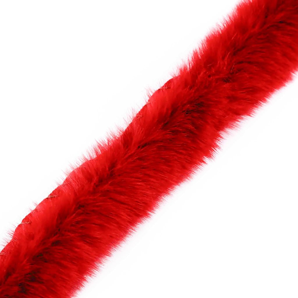Fellborte ab 1m x 1,5 cm Meterware Fellbesatz Kunstfell Kunstpelz Fellstrang Fellstoff für den Pulli rot