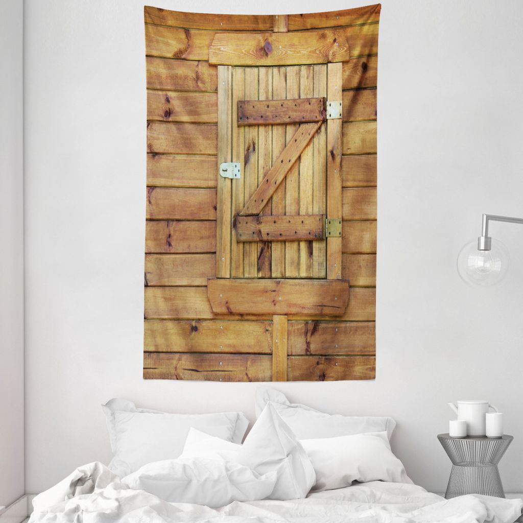ABAKUHAUS Rustikal Wandteppich und Tagesdecke, Grunge Holzfensterläden aus Weiches Mikrofaser Stoff Waschbar ohne Verblassen Digitaldruck, 140 x 2...