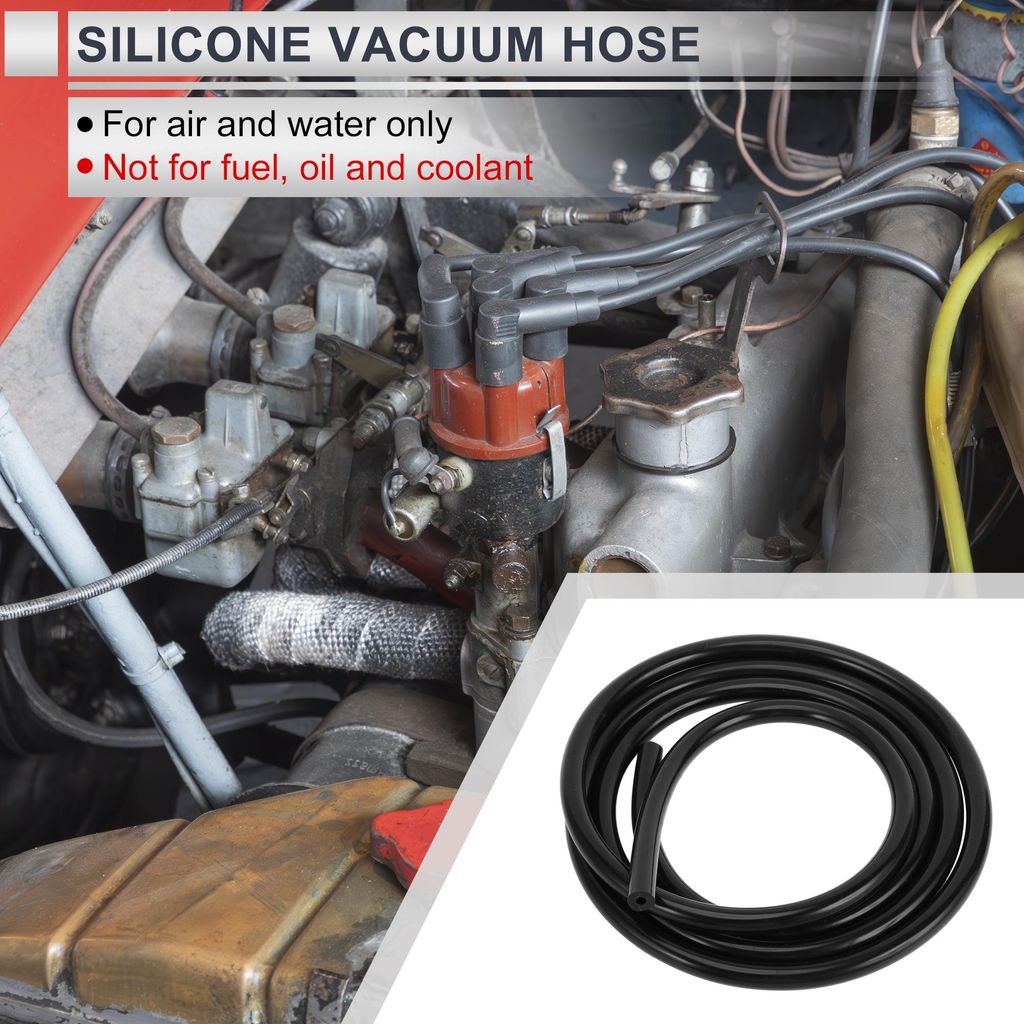 1 Stück Universal-Silikon-Vakuumschlauch Hochtemperatur 5FT 3/16" 4mm ID 3mm Dicke Automobil-Vakuumschlauch 130PSI Maximaldruck Schwarzes Silikon