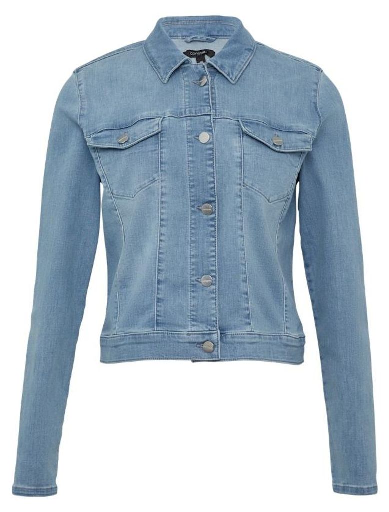 Comma Damen Jeansjacke aus Denim, kurz geschnitten, mit Knopfverschluss und Brusttaschen