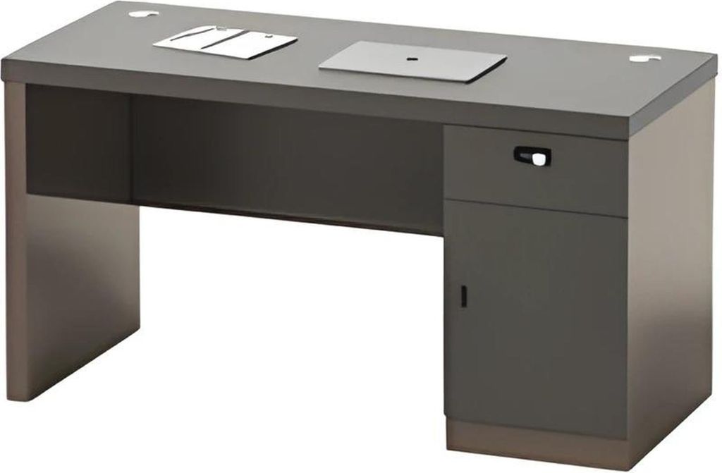 Schreibtisch Bürotisch Modern Schwarz Stauraum Kabeldurchführung abschließbar