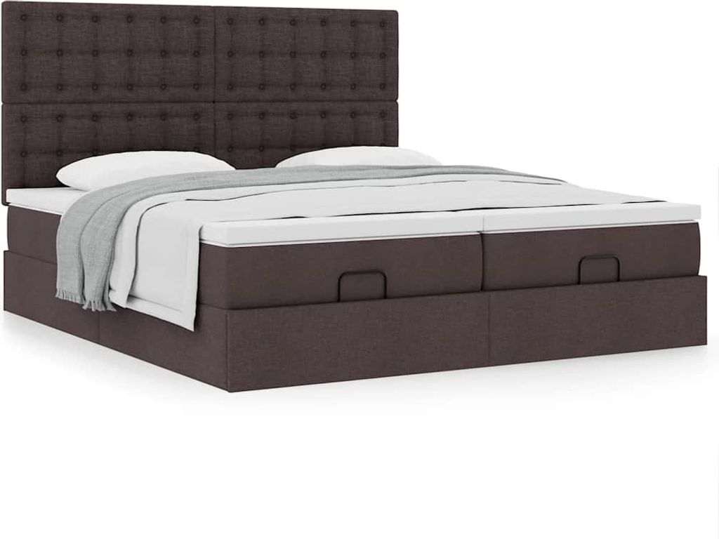 Ottoman-Bett mit Matratzen Dunkelbraun 160x200 cm Stoff