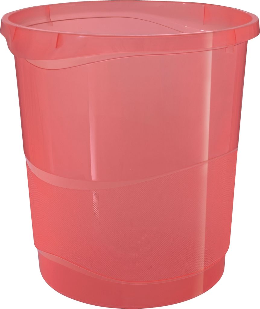 Papierkorb Colour'Breeze PP 14l transparent koralle Packung mit 12 Stück