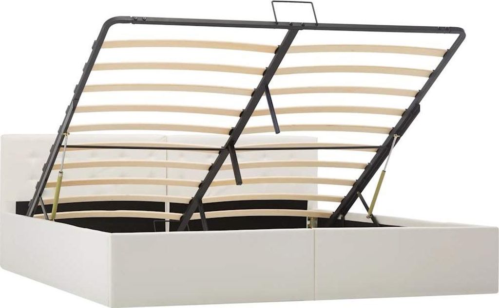 vidaXL Úložná postel Hydraulic White Faux Leather 180×200 Obrázek produktu 