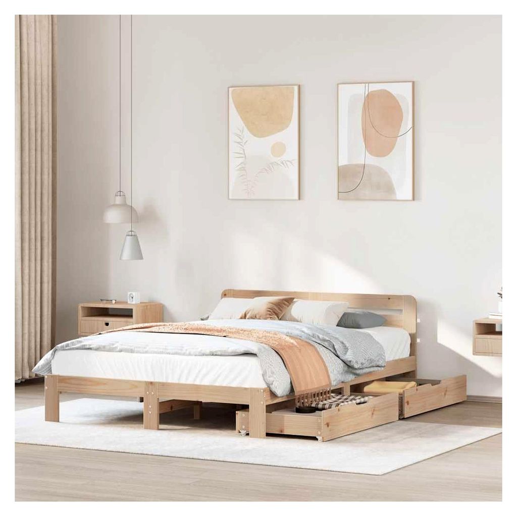 Bettgestell ohne Matratze 150x200 cm King Size aus massivem Kiefernholz
