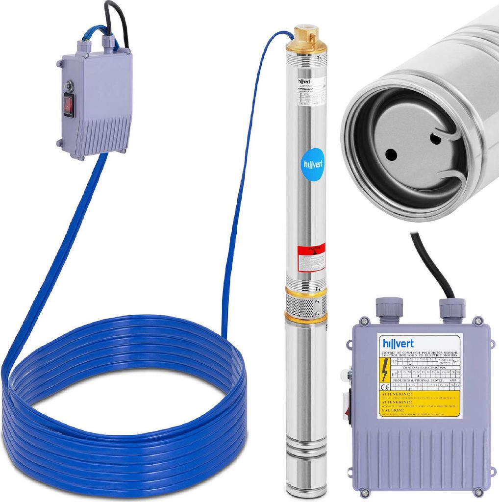 Edelstahl-Tiefbrunnenpumpe 3000 l/Std. bis zu 80 m Produktbild 