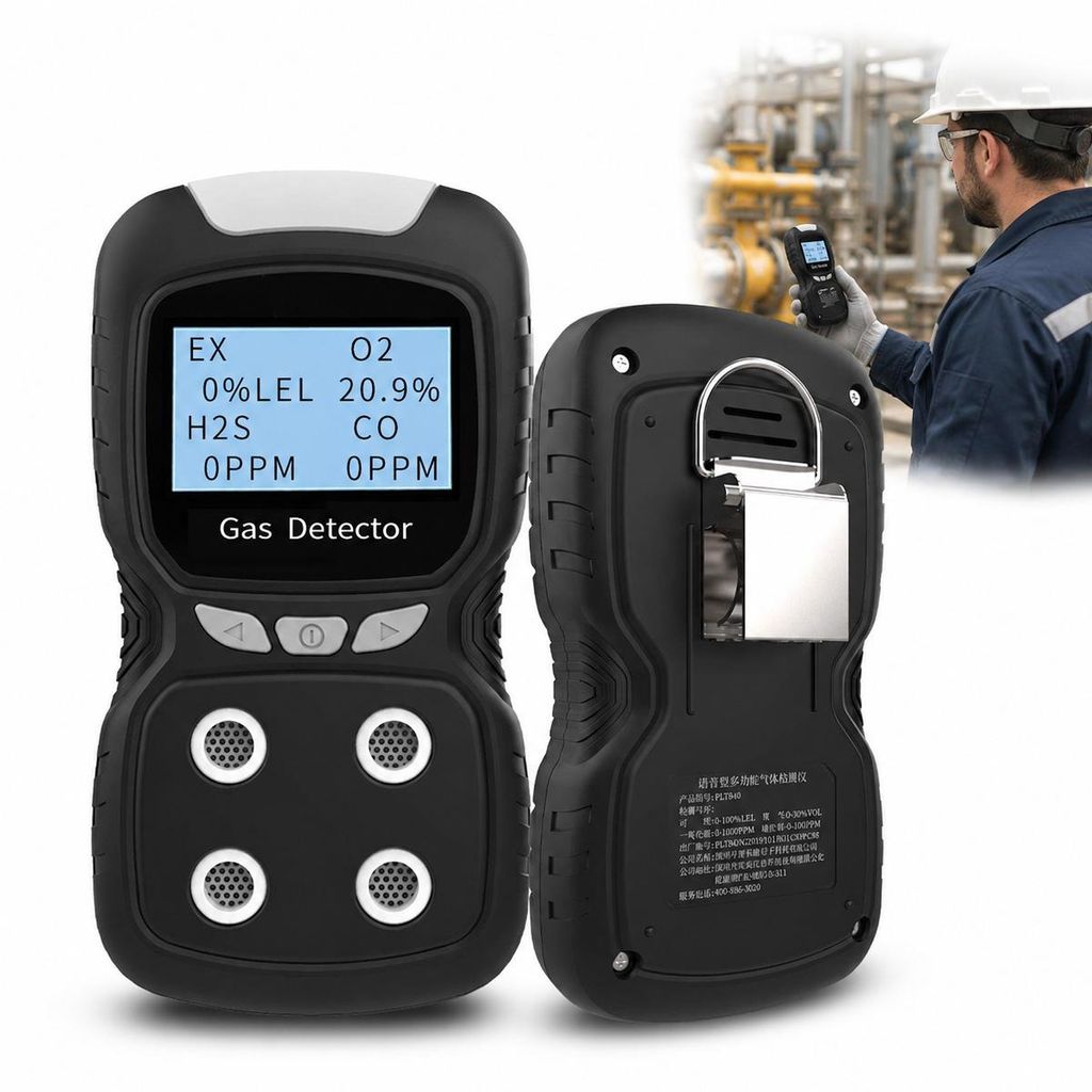 Gaswarngerät 4 in 1 tragbar, Mehrgasdetektor CO H2S O2 LEL, Produktbild 