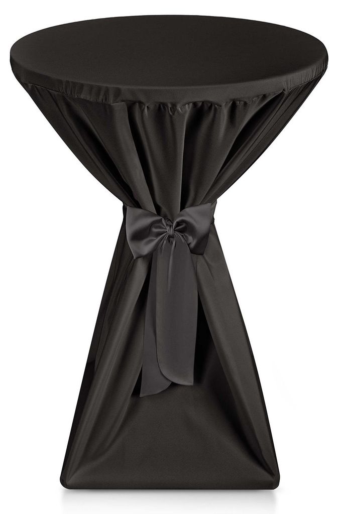 Beautissu Stehtischhusse Premium, Ø60cm, Schwarz, mit Husse