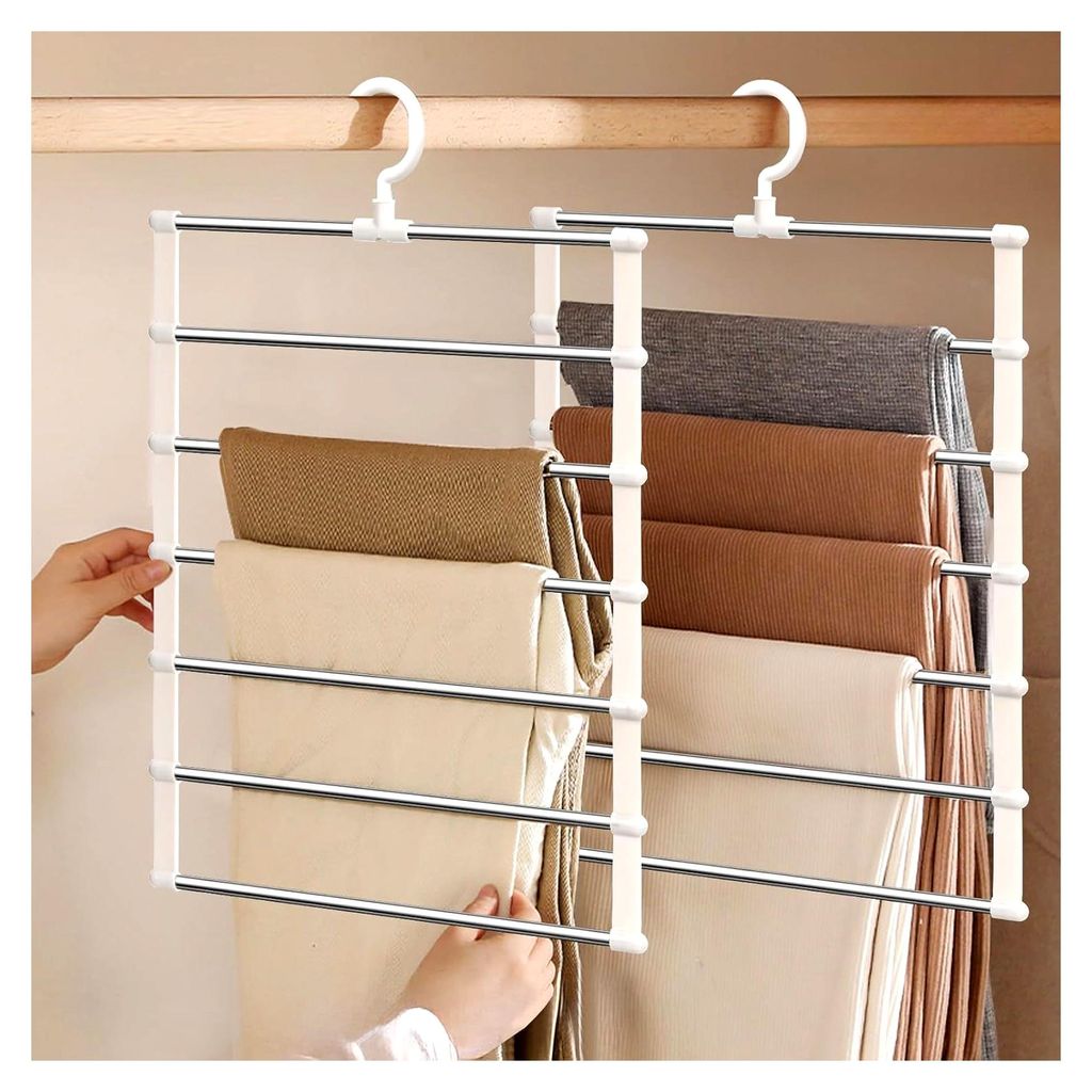 2er Set platzsparende Hosenbügel, faltbare Kleiderbügel, Organizer für Kleiderschrank für Hosen, Röcke, Schals, Krawatten, Gürtel, Laken