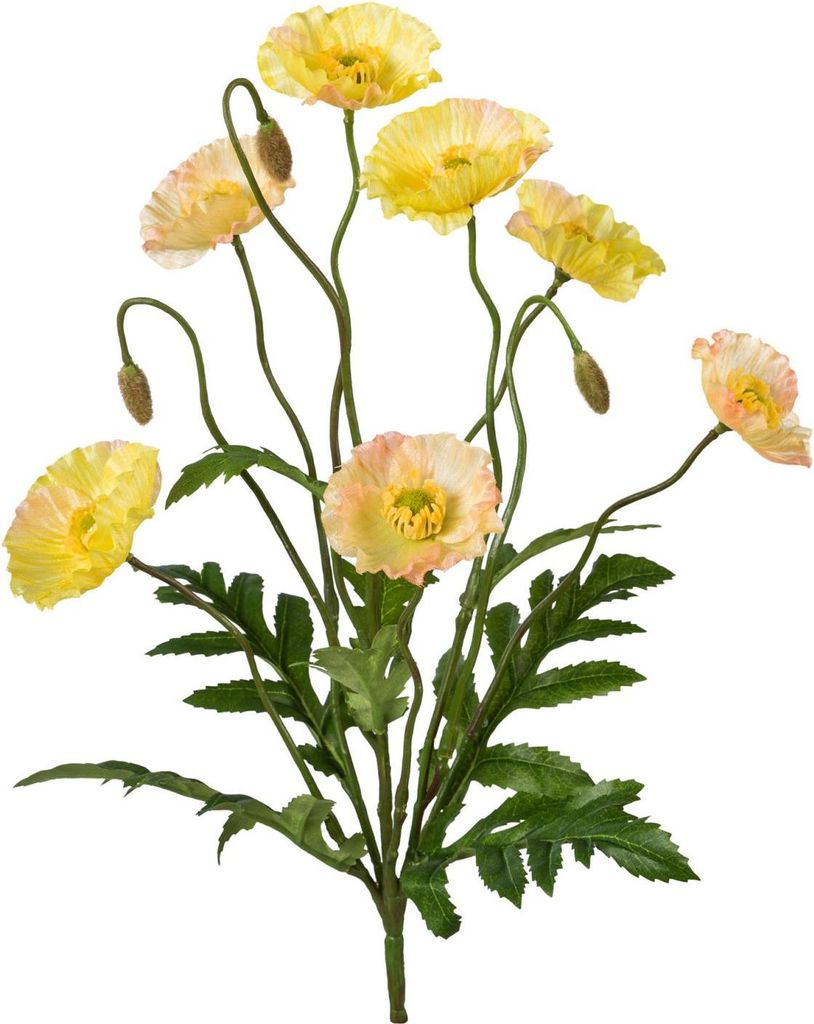 Künstliche Mohnblumen, Mohnbusch Zweig Strauß gelb H. 34cm GASPER WA