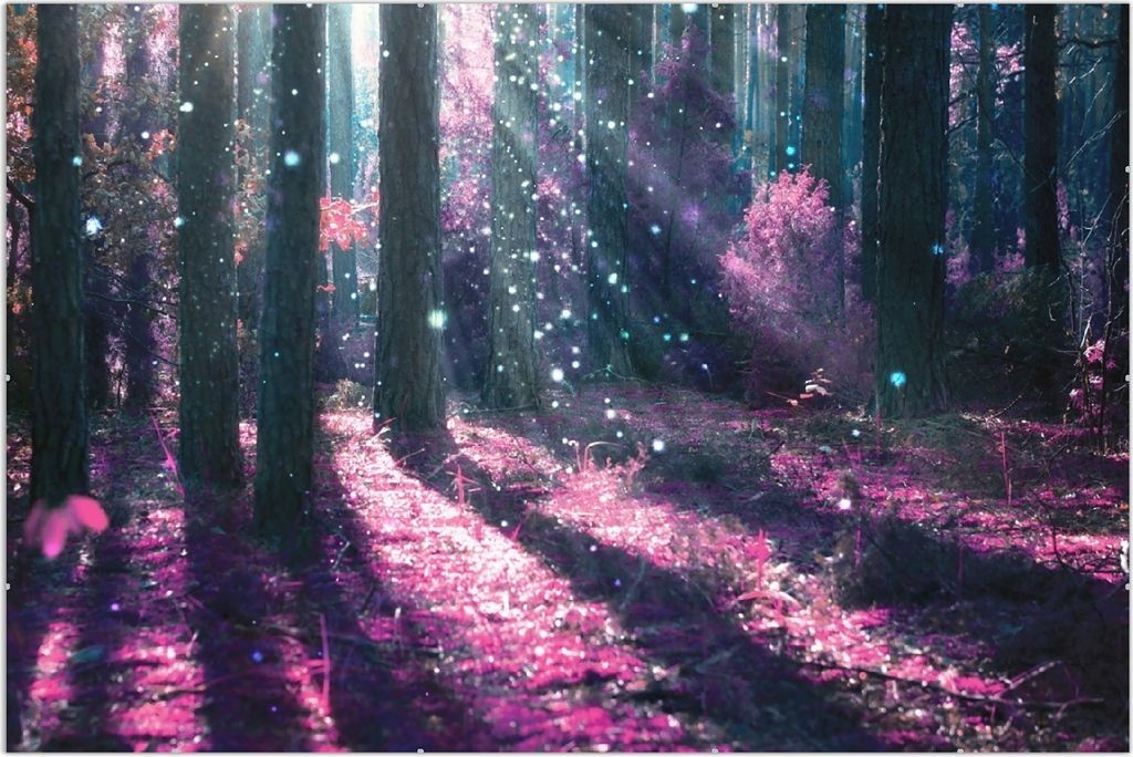 Wallario Wandbild Fantasie im Wald - Pinke Blumen in der Produktbild 