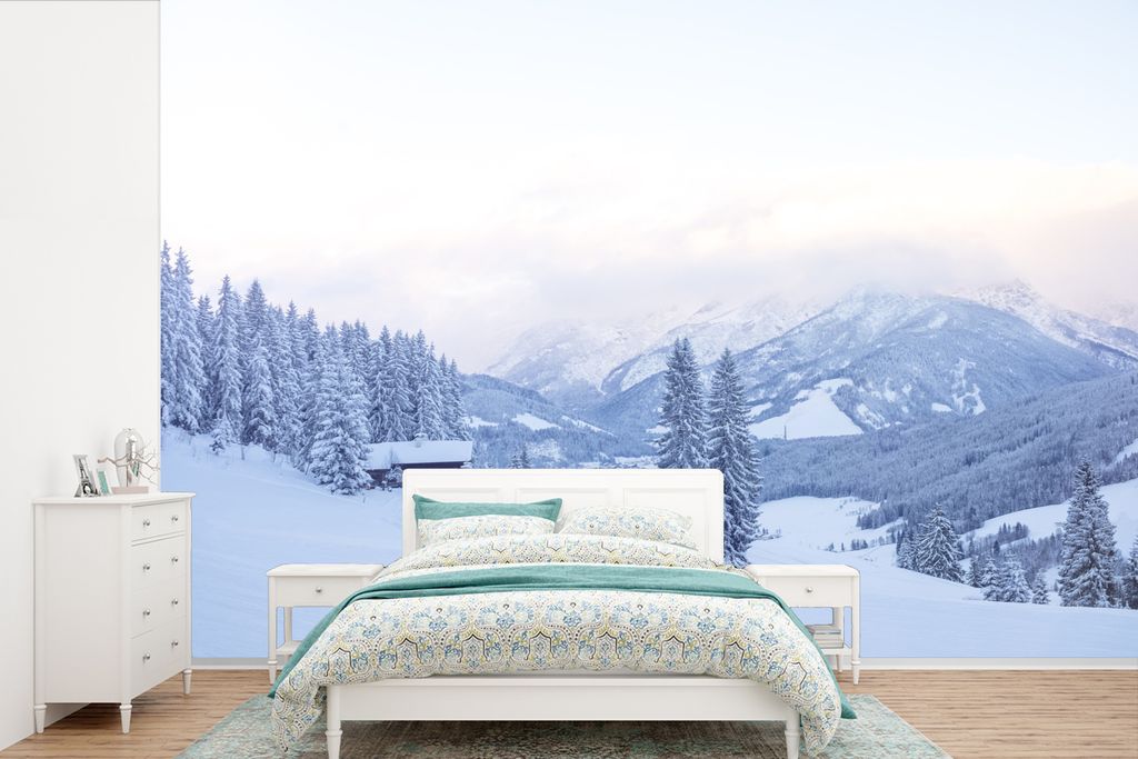 MuchoWow Fototapete für Wohnzimmer oder Schlafzimmer Wandtapete Vinyl Motivtapete Bild der Winterlandschaft im österreichischen Tirol - 360x240...