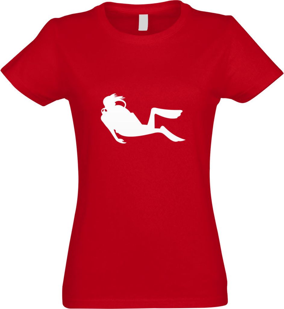 Kiwistar - T-Shirt tailliert - Damen - rot - Taucher - mit Motiv Bedruckt - Funshirt Design - Sport - Freizeit - Damen - XL