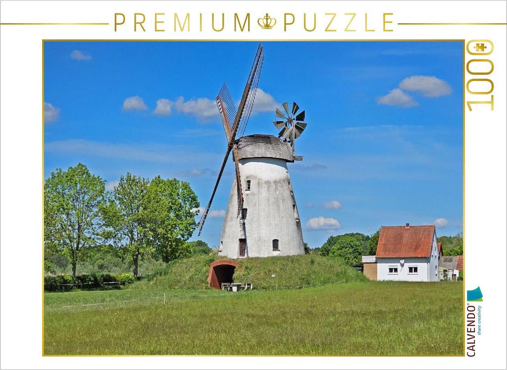 CALVENDO Puzzle Windmühle Holzhausen | 1000 Teile Lege-Größe 64x48cm Foto-Puzzle für glückliche Stunden
