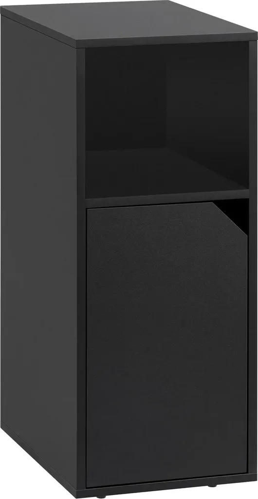 Petite table d'appoint noire avec porte et étagère modulable en bois MDF