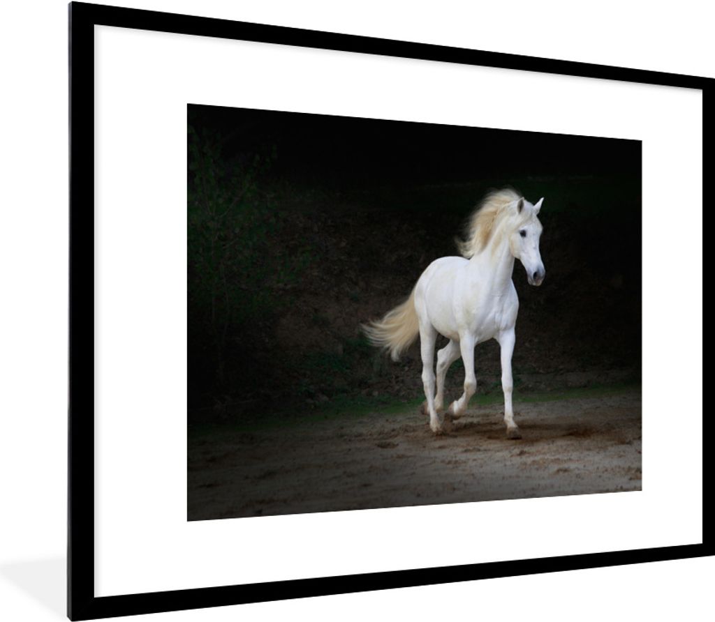 MuchoWow Gerahmtes Poster Pferde - Sand - Dunkel 80x60 cm - Poster mit Schwarzem Bilderrahmen Wandposter Rahmen Foto Bilder - Schlafzimmer-Dekora...