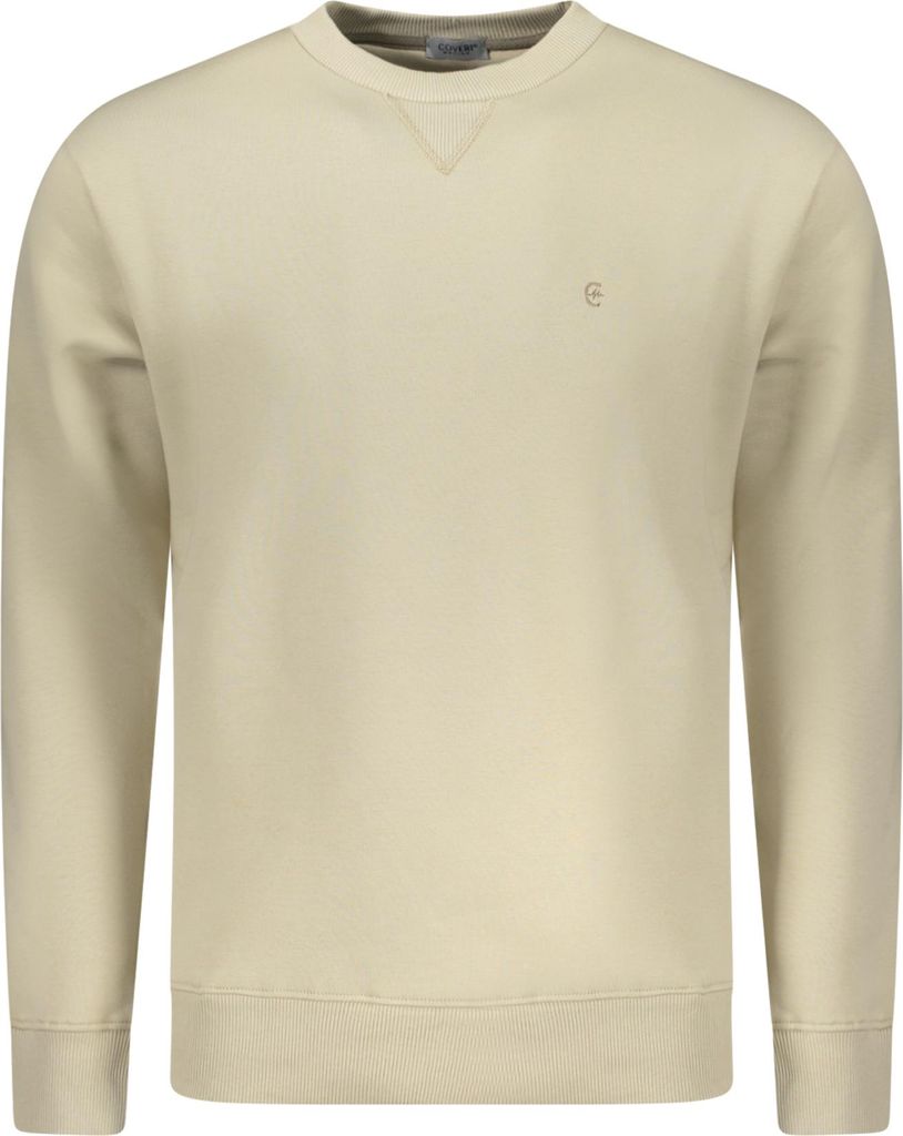 Beiges Herren Sweatshirt – Gefüttert, Rundhals, Stickerei-Detail