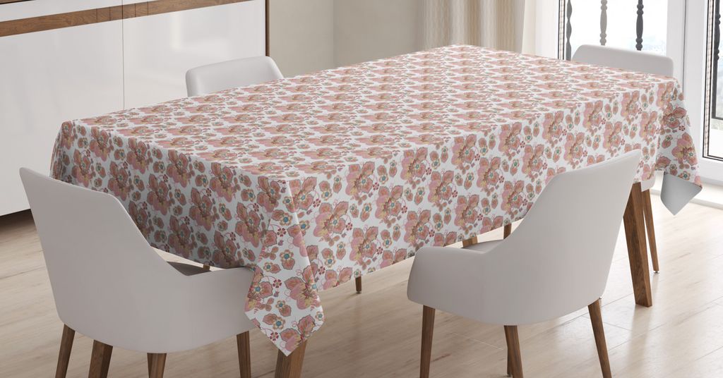 ABAKUHAUS Blumen Tischdecke, Victorian English Garden Art, Druck mit Klaren Farben ohne Verblassen Waschbar für innen oder Außen Bereich, 140 x 2...