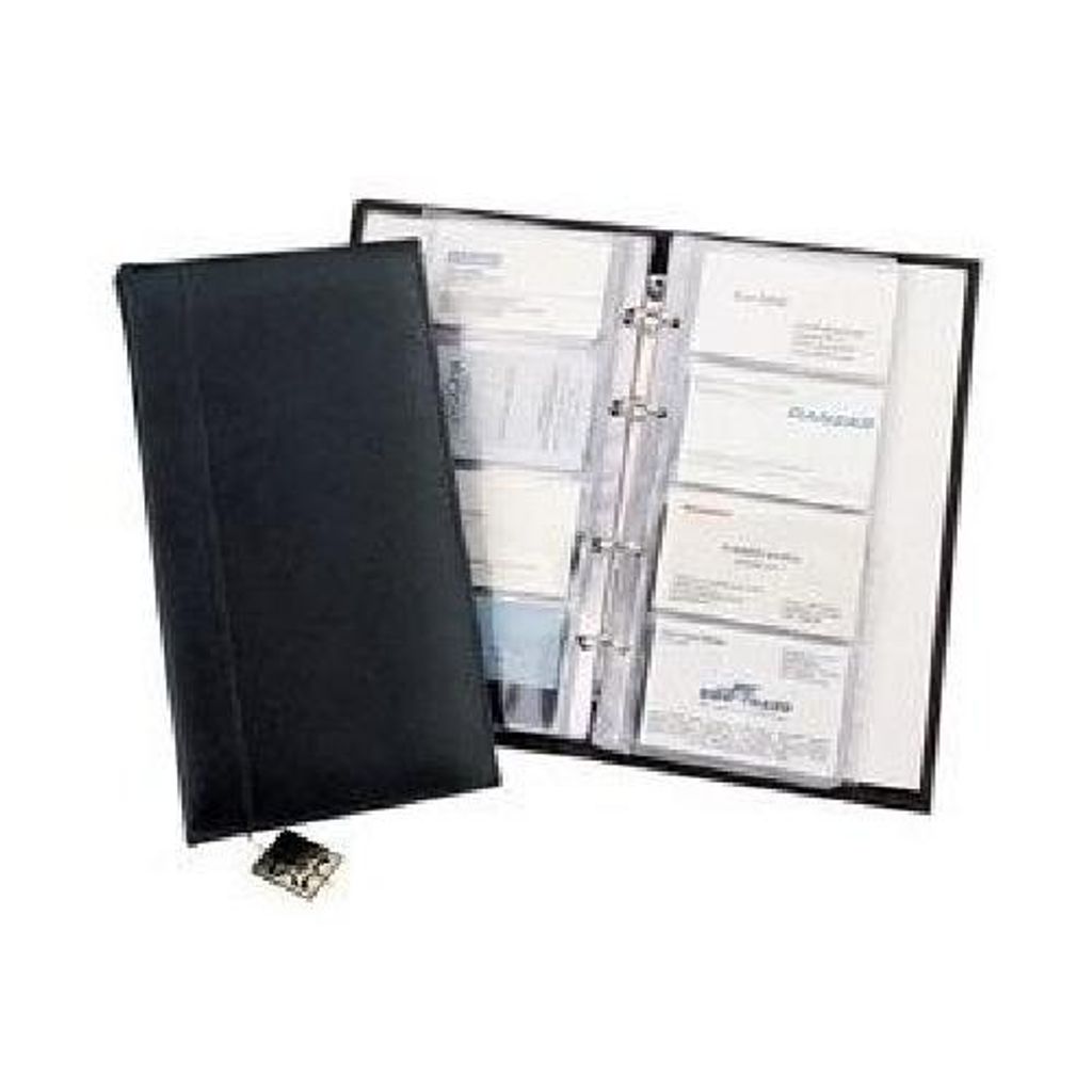 Alassio Visitenkarten Ringbuch für 120 Karten aus echtem Leder schwarz