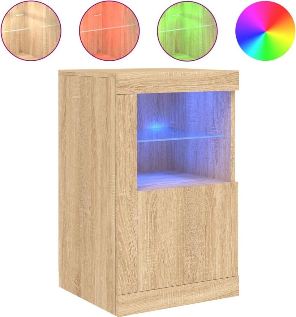 vidaXL Beistellschrank mit LED-Leuchten Sonoma Eiche Holzwerkstoff
