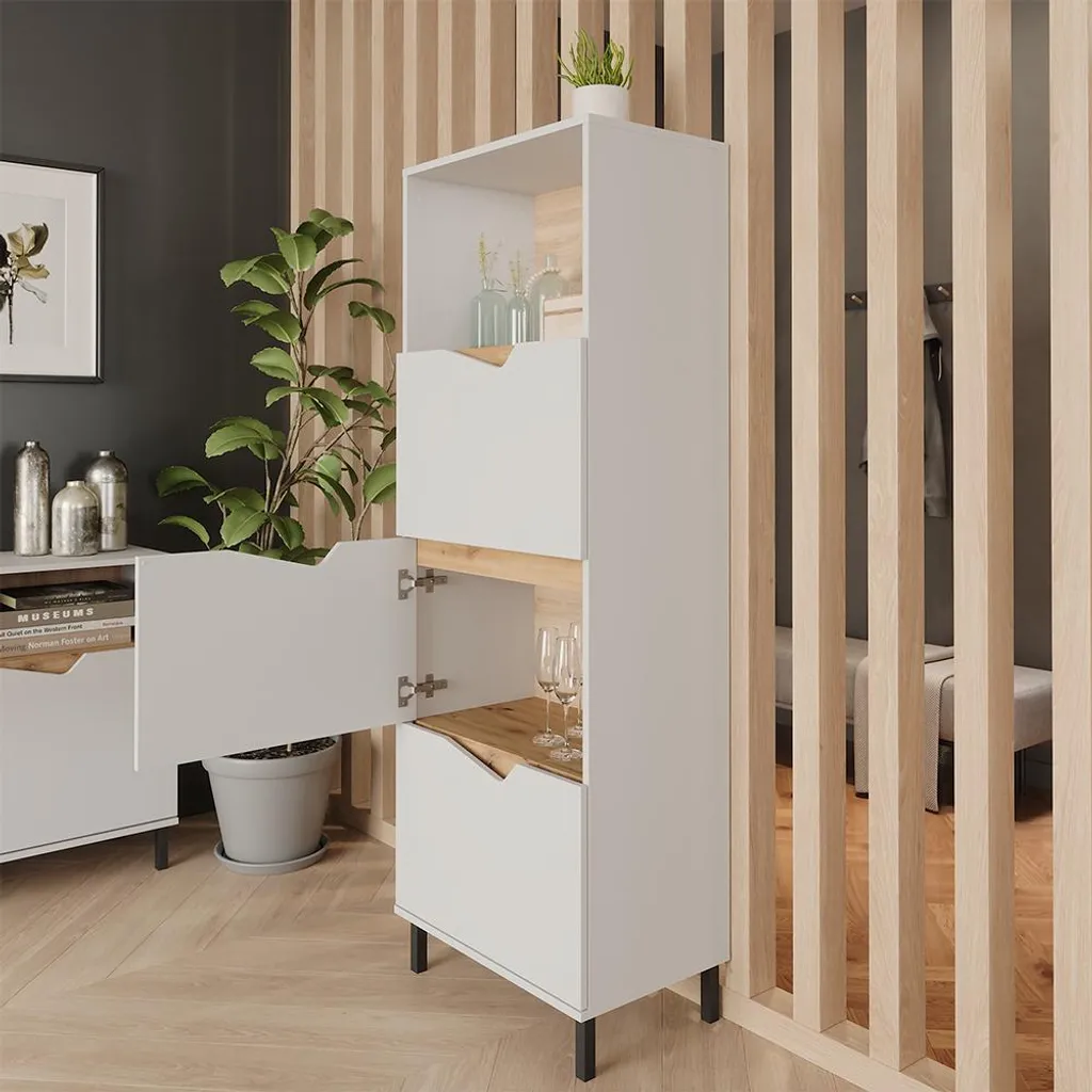 Armoire de rangement haute Vicco Marelle 4 compartiments blanc