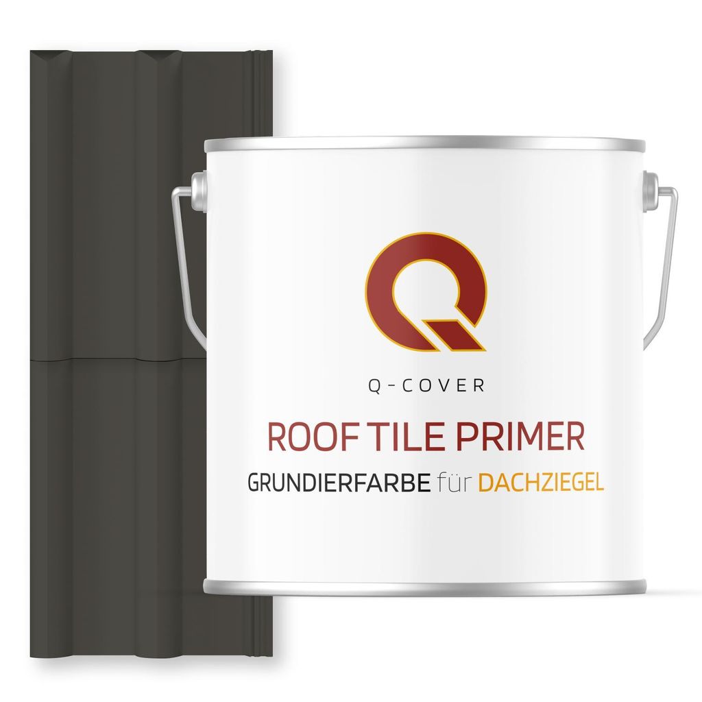 Grundierfarbe für Dachziegel Umbragrau RAL 7022 5 L | wetterfeste Dachbeschichtung | für Ziegel, Beton, Eternit | UV-beständig | Q-COVER