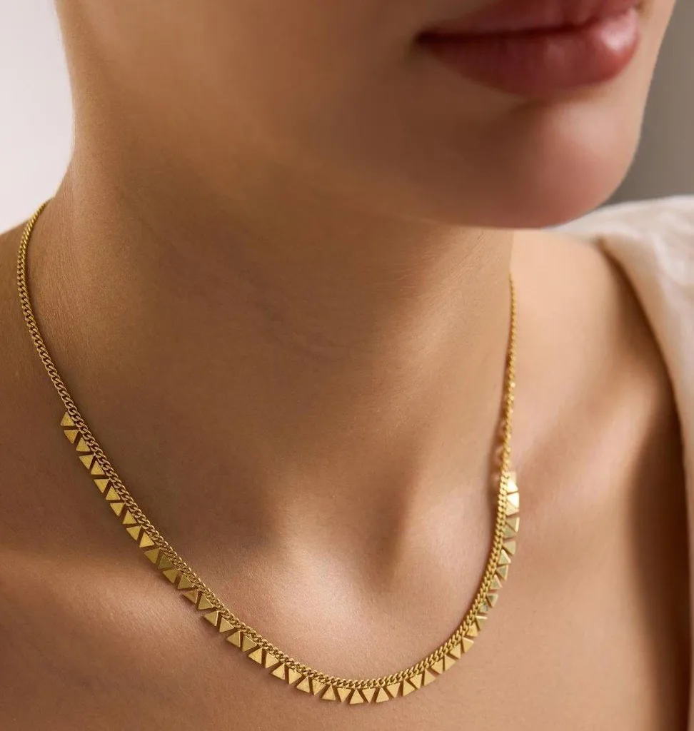Collier géométrique pour femme en argent véritable avec maille gourmette