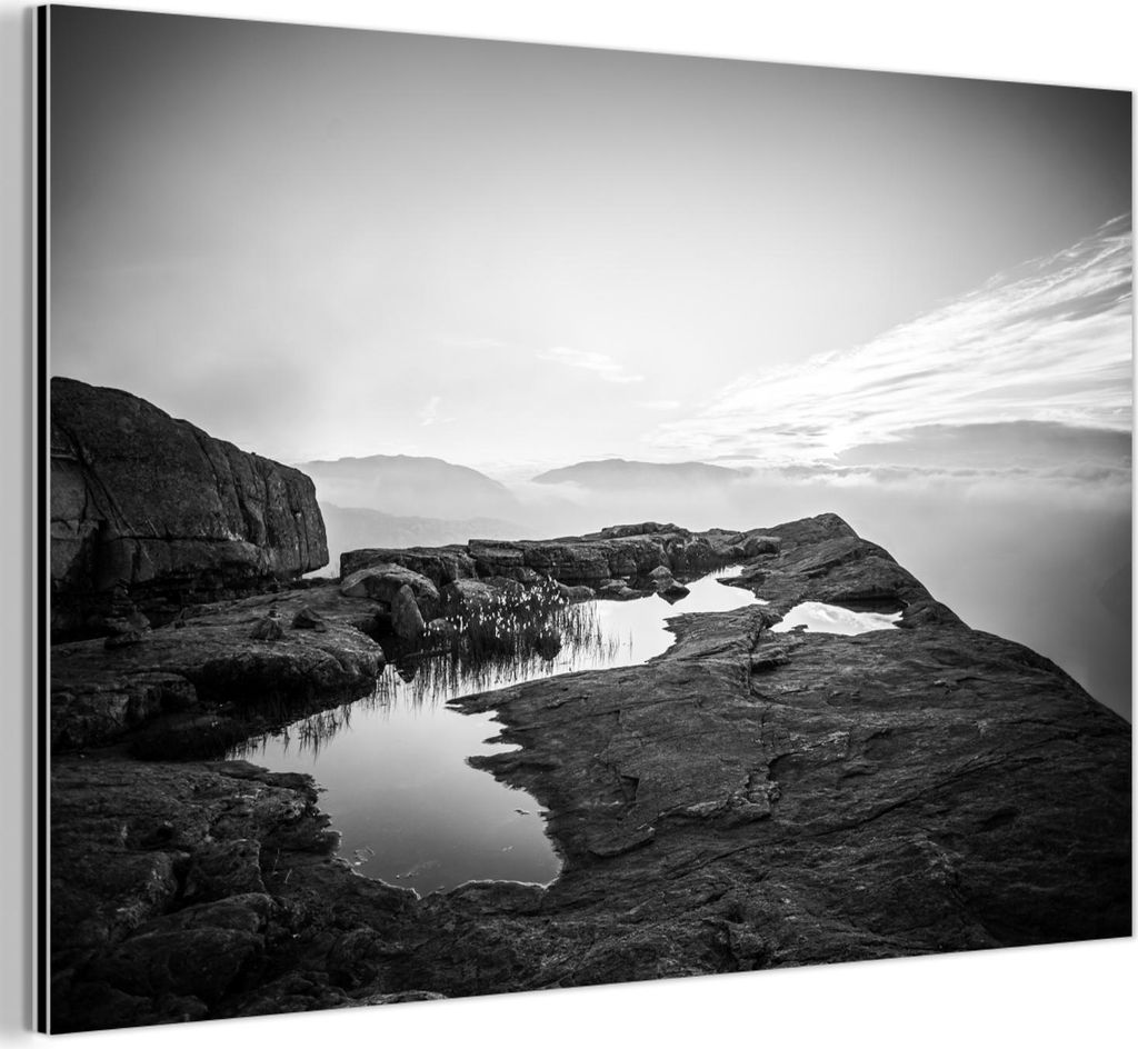 MuchoWow Wanddekoration Metall Metallbild Wandkunst 90x60 cm Naturfoto schwarz-weiß MuchoWow Aluminium Gemälde - Wandbilder