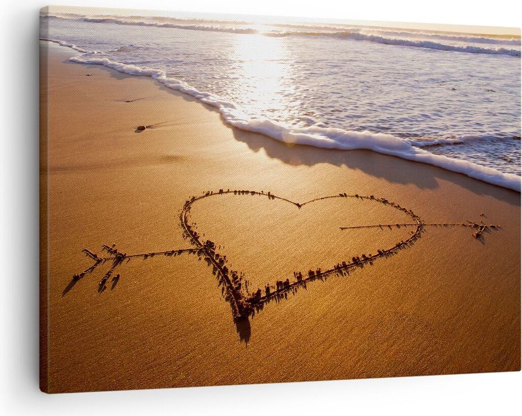 Bild auf Leinwand - Leinwandbild - Sommer Meer Sand Strand - 70x50cm - Wand Bild - Wanddeko - Leinwanddruck - Bilder - Kunstdruck - Wanddekoration ...