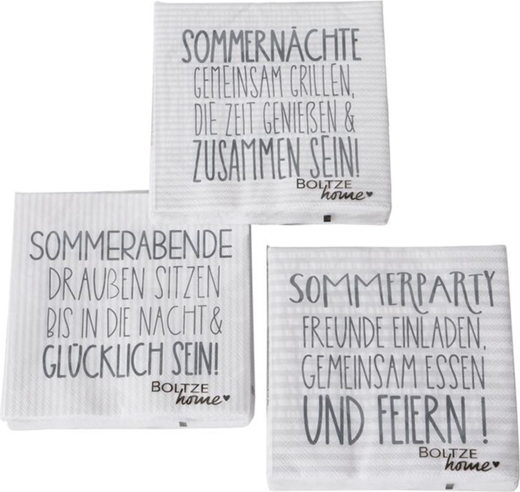 Servietten Sommerparty 3er Set 60 Stück Mit Spruch Tischdekoration Gartenparty Motivservietten Papierservietten