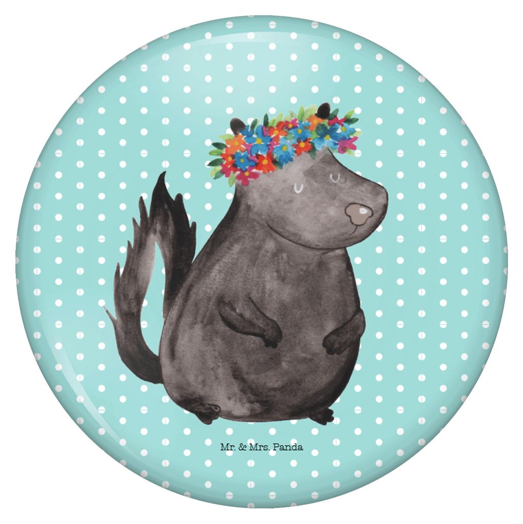 Mr. & Mrs. Panda Pin Stinktier Mädchen - Türkis Pastell - Geschenk, Anstecker, Ansteck-Button, Badge, Yoga, Skunk, Plakette, Raubtier, Wildtier, ...