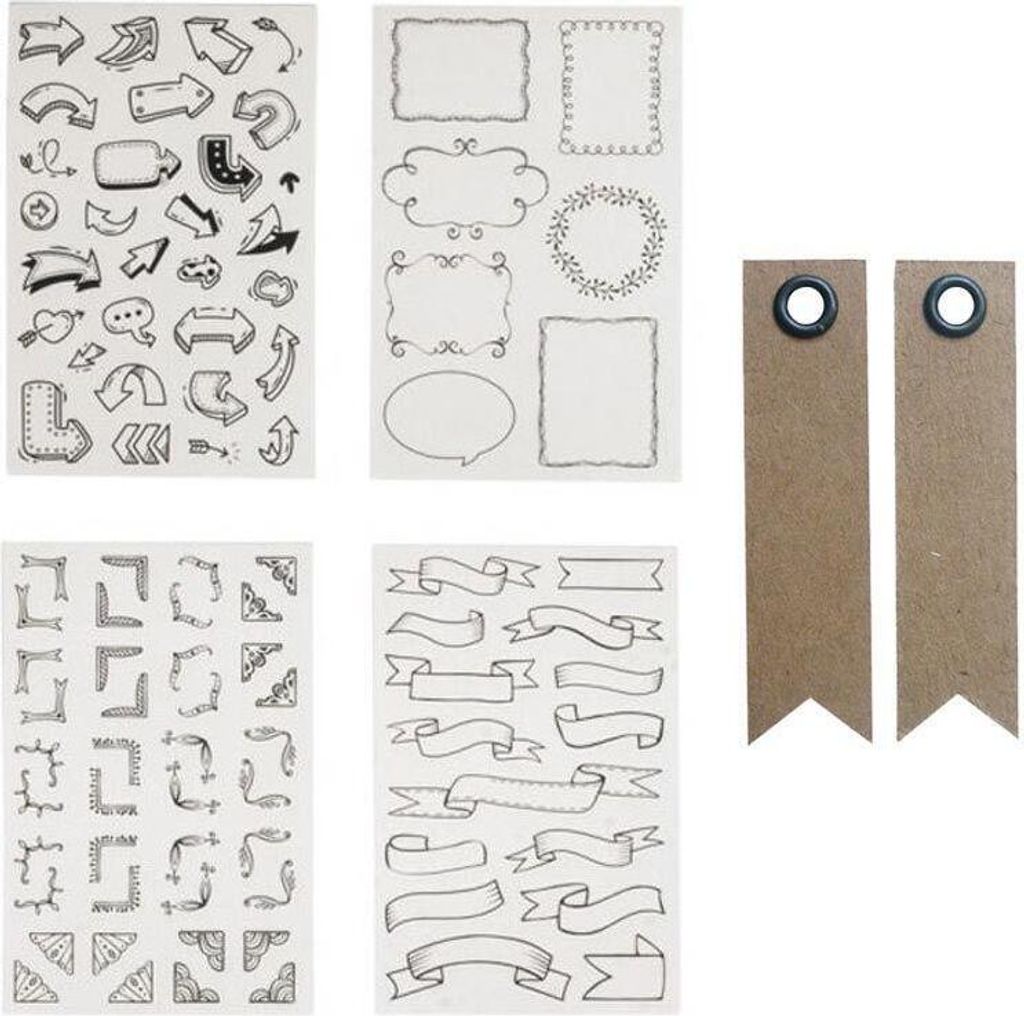 Aufkleber für Bullet Journal - Blasen und Pfeile + 20 Wimpel Kraft Etiketten