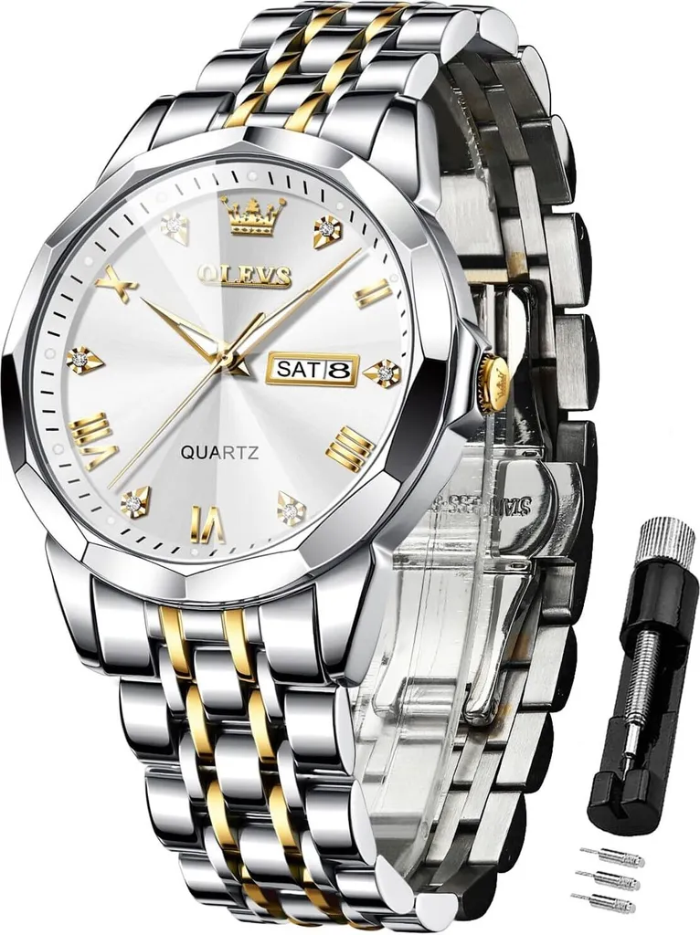 Orologio Business Uomo Diamante - Accessorio Lusso Casual Bicolore