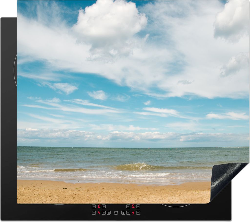 KitchenYeah Herdabdeckplatte Strand - Sommer - Wolken , 59x51cm, Küche Deko, Glaskeramikkochfeld Herdabdeckung, Abdeckplatte fùr Kochfeld