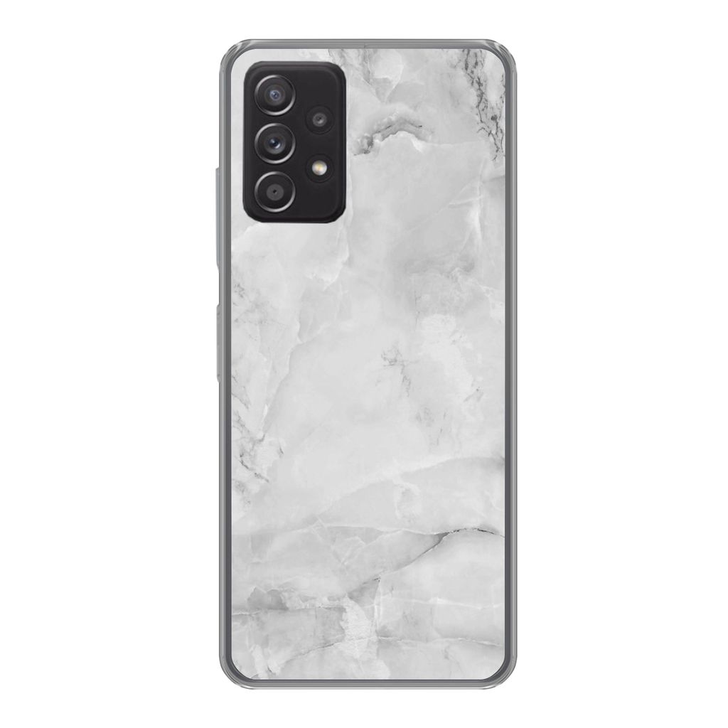 MuchoWow Handyhülle Schutzhülle Hülle für Samsung Galaxy A33 5G Marmor - Stein - Weiß - Grau - Marmoroptik Silikon Softcase Handy Hülle - K...