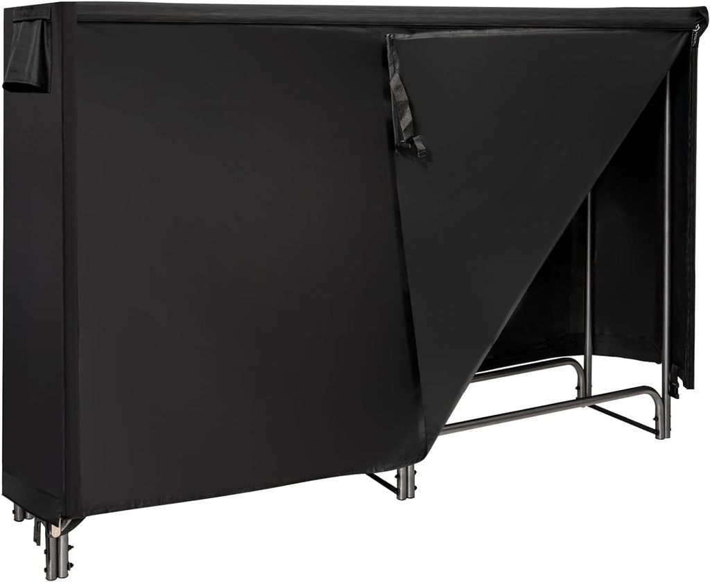 GOPLUS Kaminholzregal, Feuerholzregal mit wasserdichter Abdeckung Brennholzregal aus Metall mit erhöhen Beine, Kaminholzhalter für Indoor & Outdo...