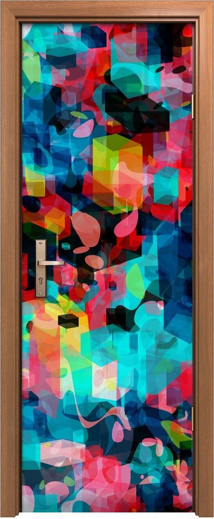 Türposter 70x200 cm Türaufkleber Türtapete Türfolie Klebefolie geometrische 3d-formen Malerei