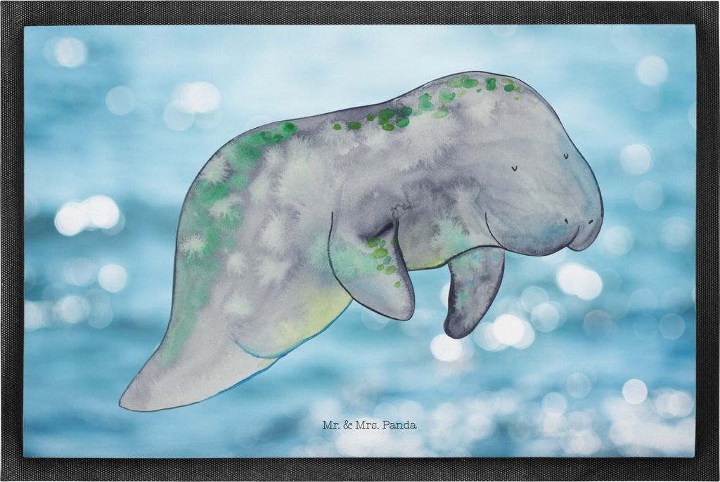 Mr. & Mrs. Panda Bodenvorleger Seekuh Chillen 60 x 90 cm - Oceanblue - Geschenk, Abnehmen, Süßigkeiten, Gummimatte, Meer, Essen, Diät, Fußabtre...