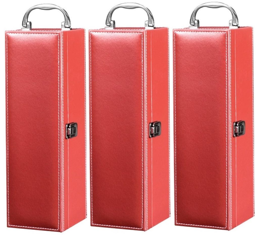 Lot de 3 boîtes cadeaux en simili cuir pour bouteilles de Image du produit 