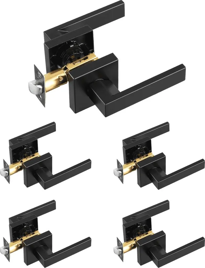Poignée de porte noir mat réversible pack de 5 avec levier ergonomique