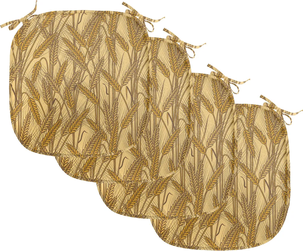 ABAKUHAUS Lot de 4 Coussins de Chaise 40x40 cm Épis de Blé Jaune Moutarde