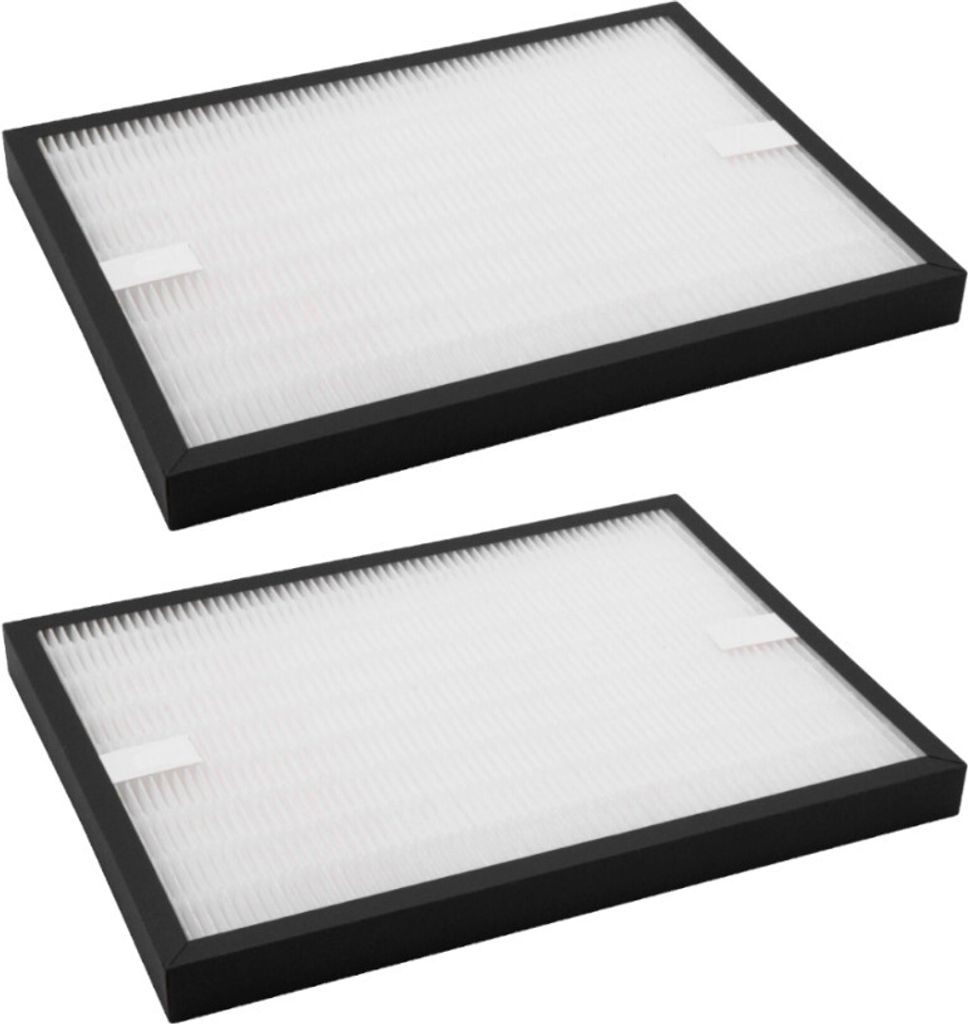 Two white HEPA filters with black frames are shown against a white background.