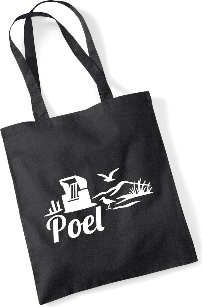 Huuraa Jutebeutel Poel Strandmotiv 10 Liter Black Baumwolle Tasche Geschenkidee