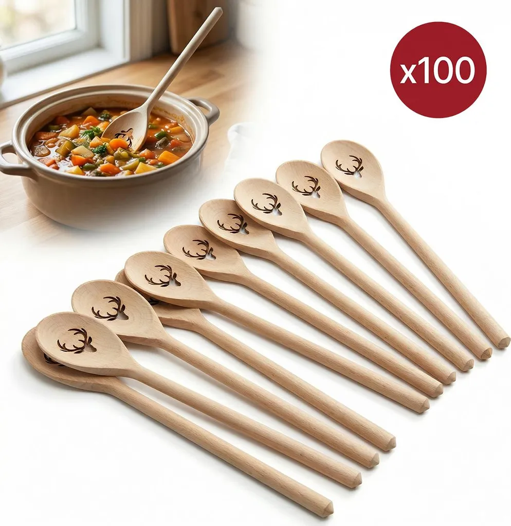Cucchiaio Svedese Tradizionale in Faggio Bruciato Cervo - Stock 100 Unità