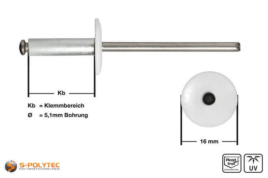 100, 5 x 14mm K16 Fassadennieten Nieten Blindnieten Produktbild 3